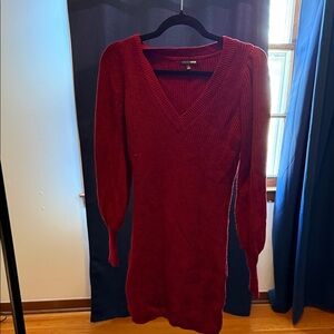 Fashion Nova Burgundy V-Neck Sweater